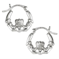 Sterling Silver Claddagh Hoop Earrings, Small