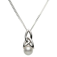 Sterling Silver Pearl Pendant Trinity Knot Design 