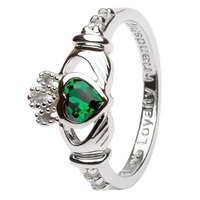 Silver Claddagh Birthstone Rings May (3)