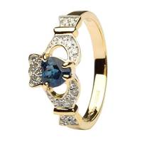 Ladies 14K Yellow Gold Claddagh With Sapphire and 