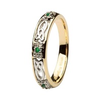 14Kt Yellow Gold Diamond and Emerald Wedding Ring 