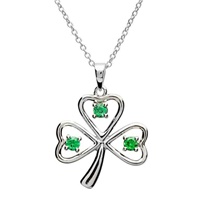 Sterlong Silver Stone Set Shamrock Silver Pendant