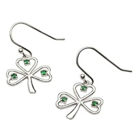 Sterling Silver Stone Set Shamrock Silver Earrings