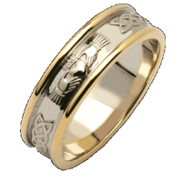 Ladies Two Tone Corrib Claddagh Wedding Ring