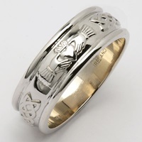 Ladies 14K White Gold Wide Corrib Claddagh Wedding