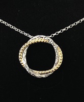 Sterling Silver and Yellow Gold Rope Twist Circle 