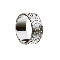 14K White Gold Extra Wide 9mm Warrior Shield Band 