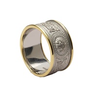 Extra Wide Warrior Shield Wedding Band with Trims 