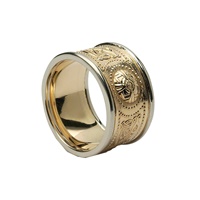Extra Wide Warrior Shield Wedding Band with Trims 