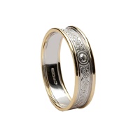 14K White Gold with Yellow Gold Trims 5mm Celtic W