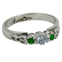 14K White Gold Emerald Diamond Trinity Knot Ring