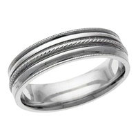 Braided Center 10kt Gold Band with Rails