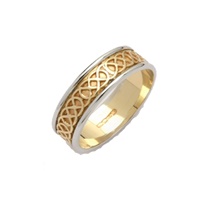 Ladies Sheelin 14K Two-Tone Gold Narrow Celtic Ban