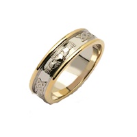 Mens 14K Two Tone Corrib Claddagh Wedding Ring (2)