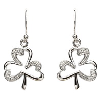 Pave Set Sterling Silver Shamrock Earrings (2)