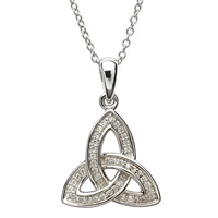 Pave Set Sterling Silver Trinity Knot Pendant (2)