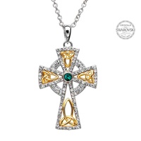 Trinity Gold Plated Cross Embellished With Swarovs