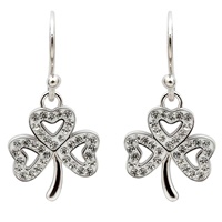 Shamrock Drop Earrings Adorned With Swarovski Crys