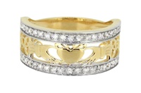 14kt Yellow Gold Diamond Set Claddagh Ring (2)