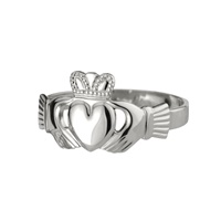Mens Sterling Silver Puffed Heart Heavy Claddagh (