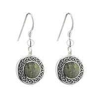 Solvar Sterling Silver Marble Round Celtic Drop Ea