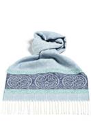 Calzeat Celtic Border Jacquard Scarf, Alaska Blue 