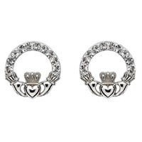 Claddagh Stud Earrings Adorned With Swarovski Crys