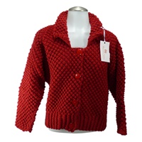 Handknit Vintage Blackberry Stitch Jacket Red (2)