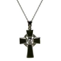 Facet Sterling Silver and Connemara Marble Celtic Cross (4)