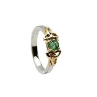 Boru 14K White Gold with Yellow Trinity Emerald Trinity Engagement Ring (3)