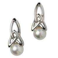 Shanore Sterling Silver Pearl Earrings with Trinity Knot (2)