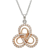 Shanore Sterling Silver CZ Rose Gold Plate Trinity Pendant (2)