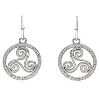 Shanore Sterling Silver Swarovski Triscal Celtic Earrings (2)
