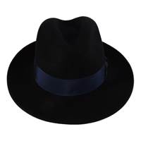 Shevlin Navy Wool Felt Deep Crown Trilby, Navy Trim (2)