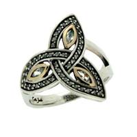 10K Yellow Gold and Sterling Silver CZ Trinity Knot Ring (2)