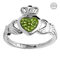 Shanore Swarovski Green Pave Claddagh Ring