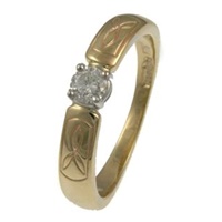 14ct Trinity Solitaire Diamond Ring