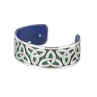 Solvar Rhodium and Leather Narrow Trinity Bangle