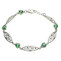 Sterling Silver Trinity Green CZ Heart Bracelet (2)