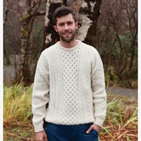 Aran Traditional Sweater, White (2)