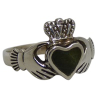 Sterling Silver Connemara Marble Claddagh Ring