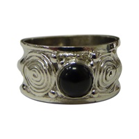 Facet Sterling Silver Newgrange Stone Set Band- Black Onyx (2)