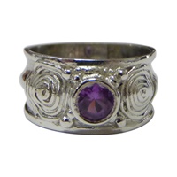 Facet Sterling Silver Newgrange Stone Set Band- Amethyst (2)