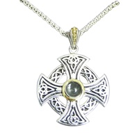 Keith Jack Sterling Silver and 10K White Topaz Wheel Cross