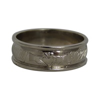 Mens 14K White Gold Claddagh Wedding Band