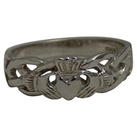 Celtic Knot Weave Claddagh Ladies Ring 14K White Gold (2)