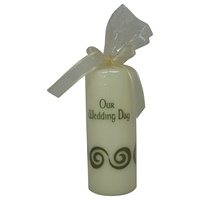 Our Wedding Day Pillar Candle - Green