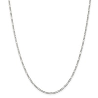 Sterling Silver 2.25 mm Rhodium Plated Figaro Chain, 20 inch