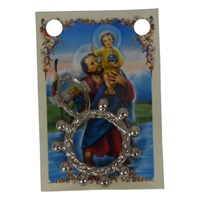 St. Christopher Finger Rosary w/Prayer Card