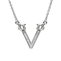 Sterling Silver Swarovski Initial V Pendant